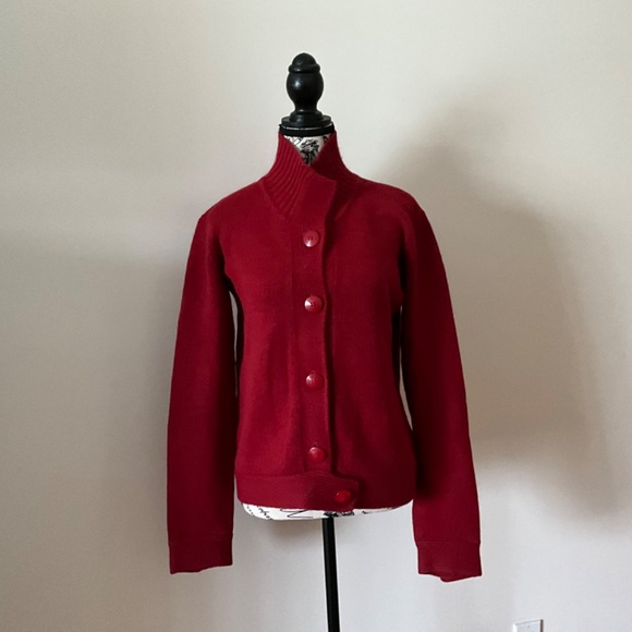 Winter Silks women's cardigan nice design knitted. Size L Red - Picture 2 of 11